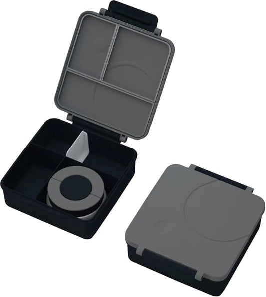 Bento Lunch Box with Soup Thermo,Lunch Bag, Leak-Proof Lunch Food Containers with 4 Compartment(Black)