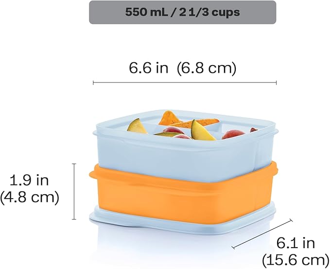 Tupperware Lunch-It Portion & Go Compact 2-Lunch Box Set, Dishwasher Safe and BPA Free (2.3 Cups/550 ml)