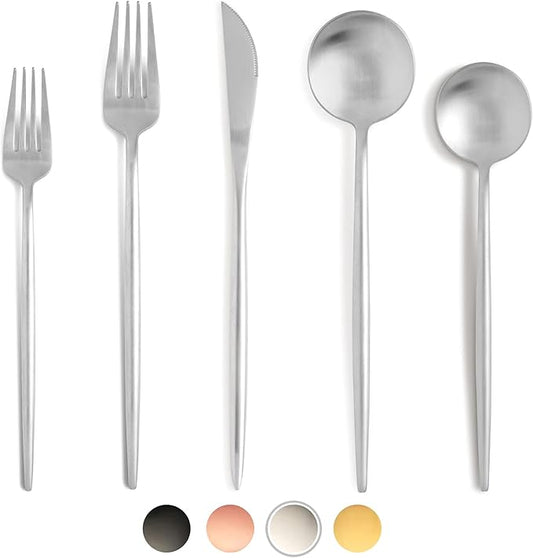 Silverware Set, 20 Piece Stainless Steel Flatware Set Service for 4, Cutlery Set, Include Knives/Forks/Spoons, Dishwasher Safe