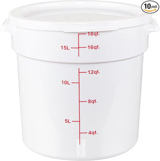 Restaurantware-LIDS ONLY: Met Lux Food Container Lids, 10 Round Lids For Storage Containers - Containers Sold Separately, With Pull-Corner Tab, White Plastic Lids, Dishwashable, Freezable