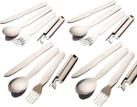 4 Set Picnic Flatware Set, Cutlery Set Extra Strong Ultra Silverware Set, 3 Pieces Knife Fork Spoon Set for Home Use/Travel/Picnic/Camping Utensils Set 2 ggryr nr4ne4 (4 set)