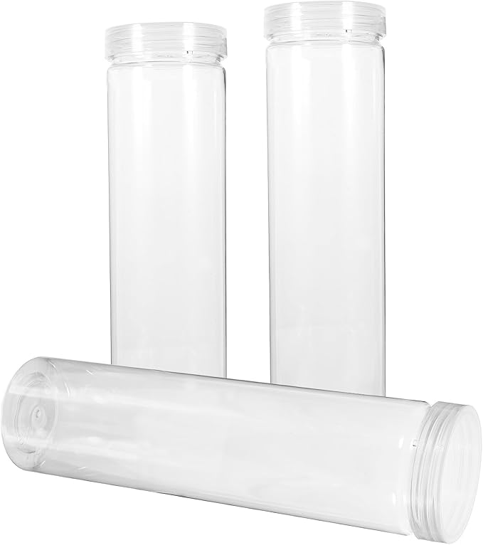 Kichvoe 3pcs Spaghetti Pasta Contaier Storage With Lid Clear Plastic Food Storage Jar Round Transparent Storage for Noodles Flour Cereal Sugar Tea Coffee Beans Dry Goods Rice