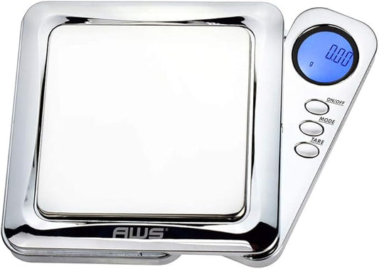 Blade Series Digital Precision Pocket Weight Scale with Silicone Mat, Chrome, 100g x 0.01g (BL-100-CH-SE) - American Weigh Scales