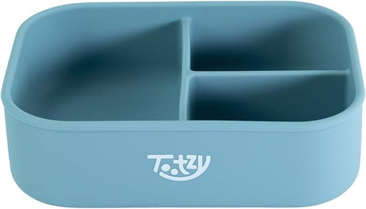 Premium 3-Compartment Silicone Bento Box 25 oz – Reusable, Leakproof, BPA-Free – Microwave & Dishwasher Safe – Food Container for Kids, Adults & Pets – Great for School, Office, Travel & Walks (Blue)