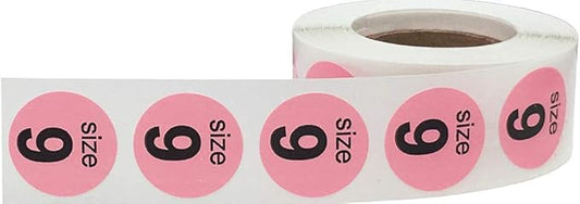 Shoe Size 9 Pink Stickers for Retail Clothing – 3/4 Inch Round, 500 Semi-Gloss Adhesive Labels Per Roll for Footwear Inventory, Organization, and Display – Made in The USA