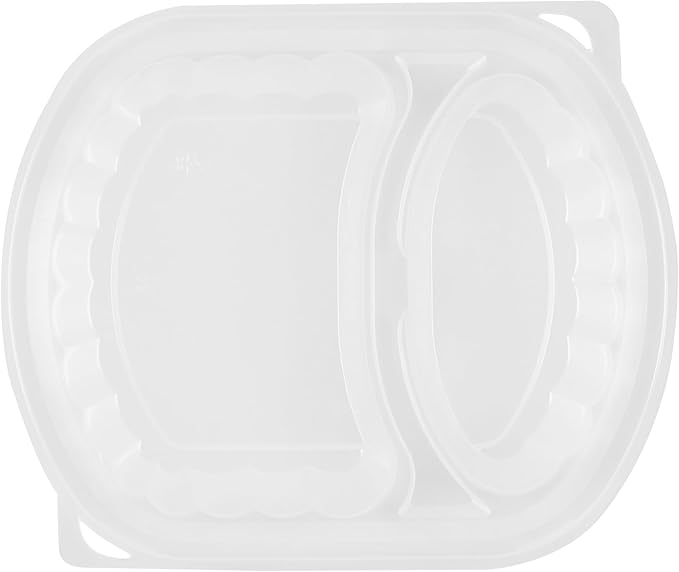 RW Base 28 Ounce Meal Prep Containers, 100 Microwavable To Go Containers With Lids - 2 Compartments, Disposable, Black Plastic Oval Food Containers, For Hot And Cold Food, Freezable - Restaurantware