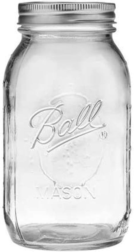 Ball Regular Mouth Glass Mason Jars with Lids and Bands, Used for Canning (Quart, 32 Ounce (Pack of 4))