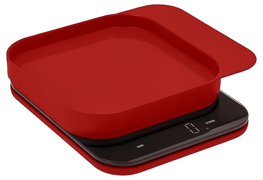 Mensura Kitchen Scale Accurate Measurements Made Effortless - Experience Precision Cooking with Battery - Powered Convenience - Requires 3 AAA Batteries for Reliable Performance (Red)