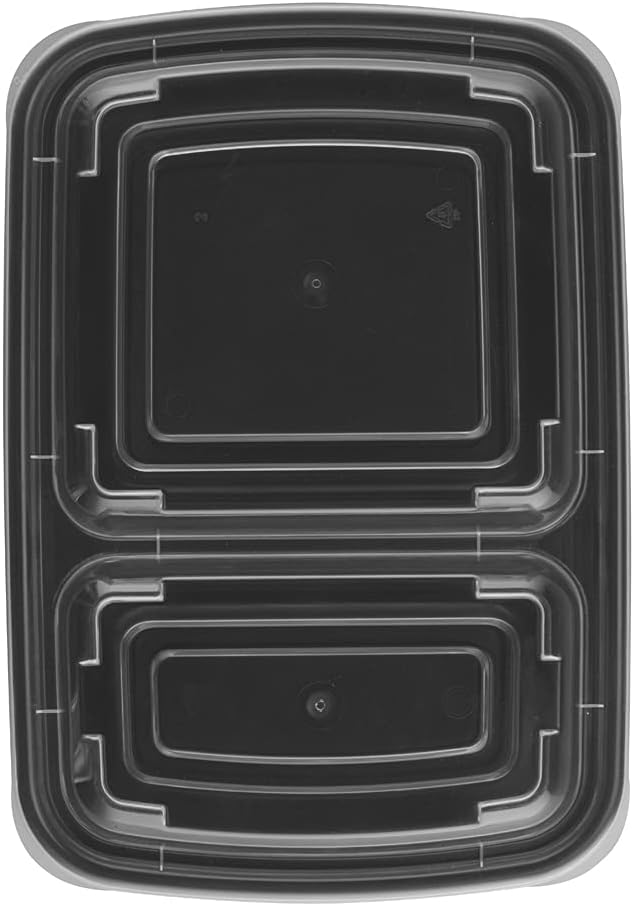 TIYA Takeout Food Containers - 32 oz Bulk 150 Pack with Lids - Plastic Compartment To-Go Boxes - Reusable, Microwavable, Dishwasher Safe - Leak-Proof for Restaurants & Meal Prep - BPA-Free