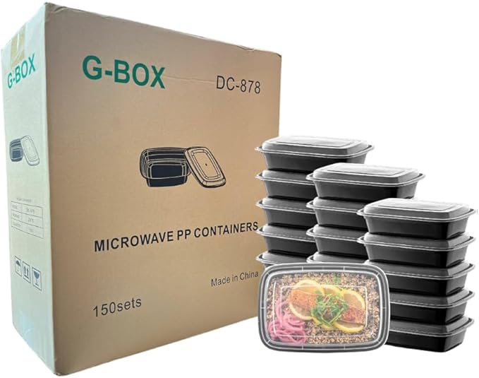 Meal Prep Containers with Lids - 28 OZ | 150 Pack | 1 Compartment Food Containers with Lids [Meal Prep, Bento Box, Stackable, Reusable, Dishwasher Safe, Microwave Safe, Freezer Safe]