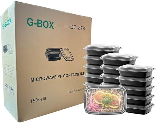 Meal Prep Containers with Lids - 28 OZ | 150 Pack | 1 Compartment Food Containers with Lids [Meal Prep, Bento Box, Stackable, Reusable, Dishwasher Safe, Microwave Safe, Freezer Safe]