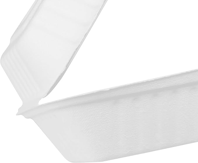 KARAT EARTH Clamshell Take Out Food Containers [6"x6", 500 ct ] Compostable To Go Containers, Natural Biodegradable Bagasse, Made of Sugarcane Fibers | White