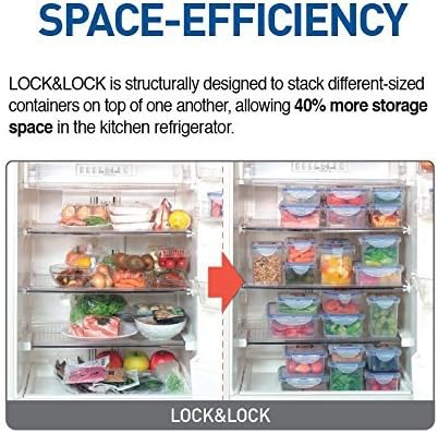(Pack of 3) LOCK & LOCK Airtight Rectangular Tall Food Storage Container 43.96-oz / 5.49-cup