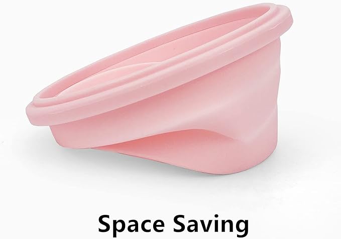 CCyanzi 3piece Round Collapsible Bowl with Lids, Silicone Food Storage Containers, Microwave & Freezer Safe, Space Saving for Kitchen Cabinet and Camping Backpack,(Pink)