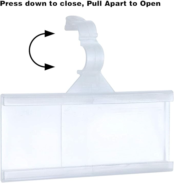 Plastic Wire Shelf Label Holder, Reusable Shelf Tags for Pantry Retail Store, Supermarket UPC Price Card & Ticket Display, Strong & Easy Clip Design Tight Snap Lock Closure. 1-1/4" H X 3" W (50)