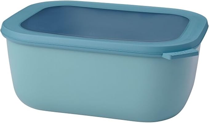 Mepal Cirqula 3000ml / 101oz Circular Rectangular Multi Food Storage & Serving Container with Transparent Lids | Perfect for Food Prep | Microwave & Dishwasher Safe | Nordic Green | Made in Holland
