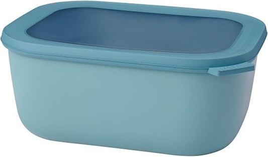 Mepal Cirqula 3000ml / 101oz Circular Rectangular Multi Food Storage & Serving Container with Transparent Lids | Perfect for Food Prep | Microwave & Dishwasher Safe | Nordic Green | Made in Holland