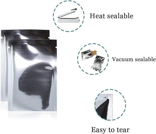 PABCK 500 Pack 2.75x3.9 inch (Inside Size 2.3x3.5 inch) Silver Foil Pouch Heat Seal Bulk Food Storage Bags Vacuum Sealer Wrapping