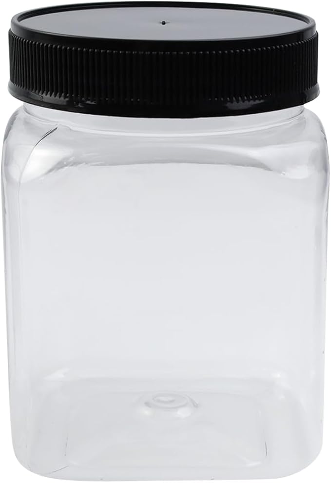 KUMGROT 10 Pack Plastic Jars with Lids Square Storage Container Leakproof Candy Jars for DIY Dry Food Spice Cookie Candy Honey Butter, 720ml