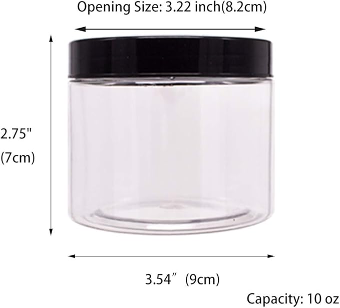 Plastic Jars With Lids, Extra Labels, 1 Pen, Clear PET Seal Jar for Food Storage, Wide Opening Storage jar For Dry Food, Peanut, Powder, Kitchen & Craft Storage (10oz (12pack))