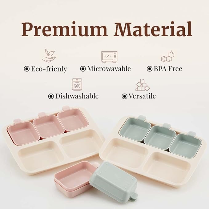 Nestique Silicone Plates for Baby & Toddlers, Divided Plates Design | Microwave & Dishwasher Safe, BPA Free Toddler Plates, Baby Food Tray | Baby Kids Plates, Vanilla Mint