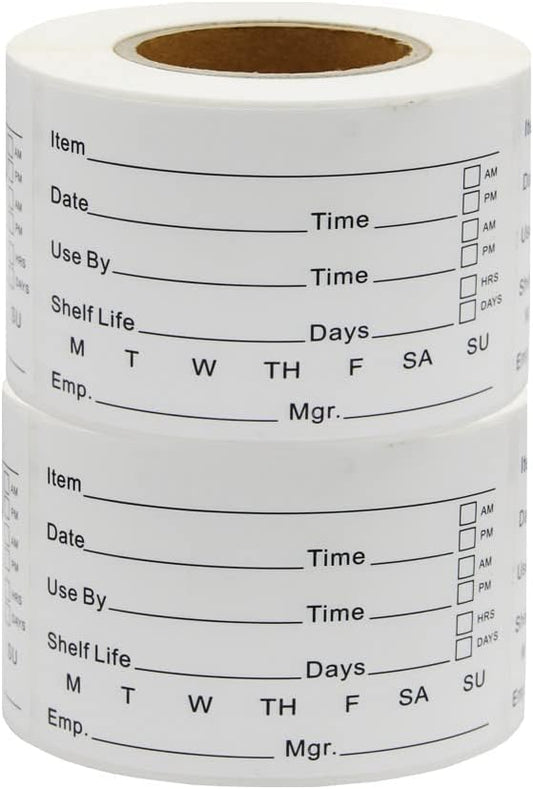 2 x 3'' Self-Adhesive Removable Freezer Food Labels- Easy Clean Leaves No Residue- Cooler Food Storage Freezer Stickers Plastic Paper Perfect for Reusable Containers 2 Roll