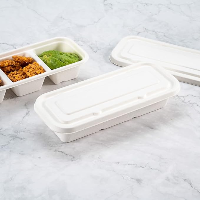 Restaurantware-LIDS ONLY: 9.1 Inch Disposable Lids, 100 Sustainable To Go Containers with Lids - Microwavable, Freezable, White Bagasse Lid, Grease-Resistant, Containers Sold Separately