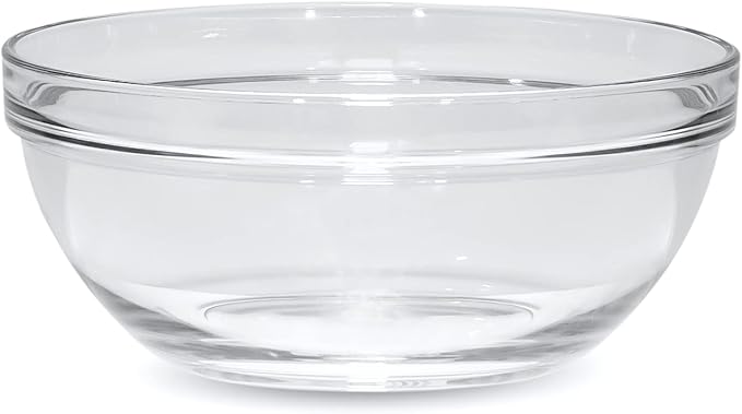 Red Co. 4.2 Quart Fully Tempered Clear Glass Mixing and Prepping Bowl with Safety Rim, Large