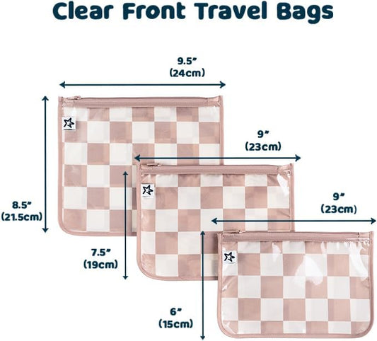 Tiny Twinkle Mess-Proof Travel Bags | TSA Airline Compliant, Zipper Closure, Clear Front Pouch, Diaper Bag Packing, Toiletry or Makeup Cosmetics Organizer