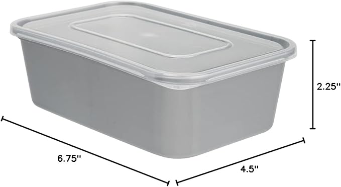 Restaurantware Futura 25 oz Rectangle Silver Plastic Take Out Container - with Clear Lid, Microwavable - 6 3/4" x 4 1/2" x 2 1/4" - 100 count box