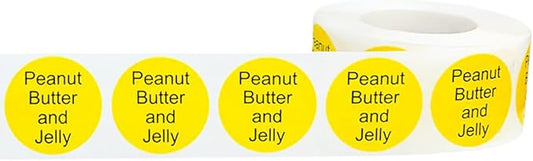 Yellow with Black Peanut Butter and Jelly Circle Dot Adhesive Stickers, 1 Inch Round Labels, 500 Total Stickers