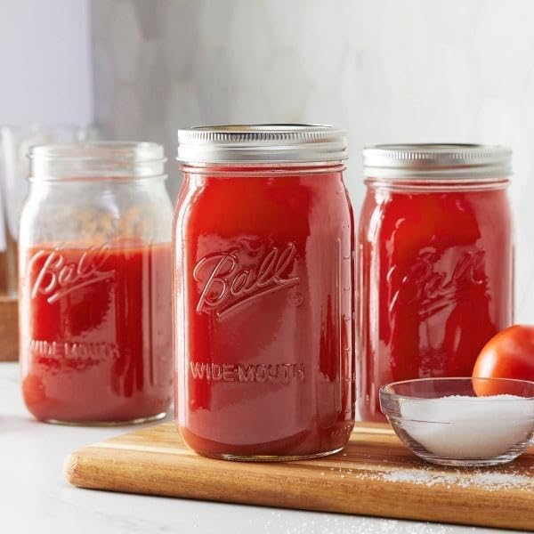 Ball Wide Mouth Glass Mason Jars with Lids and Bands, Used for Canning, Pickling, Juice, Jam, Jelly, Quart Size 32 Ounce (Pack of 8)