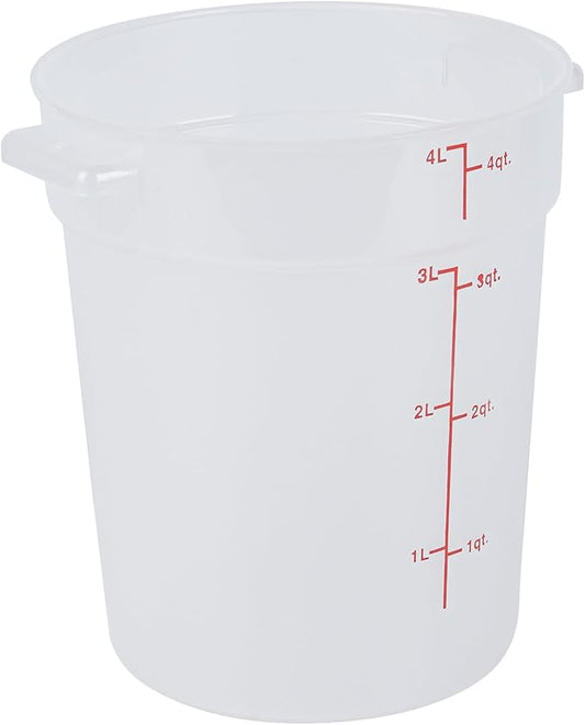 Restaurantware-Met Lux 4 Quart Food Storage Container, 1 Translucent Storage Container - Lids Sold Separately, Red Volume Markers, Dishwashable Container, Side Handles, For Storing Foods