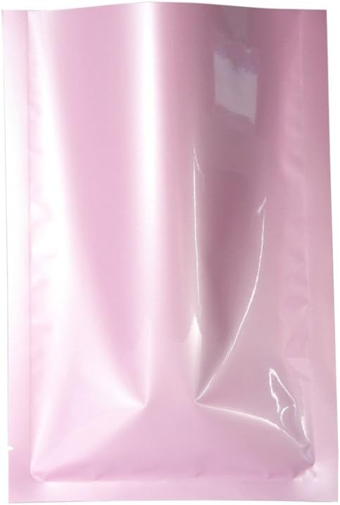 QQ Studio 100 PCS Metallic Mylar Foil Open Top Sealable Bags (6x9cm (2.3x3.5"), 100x Light Pink)