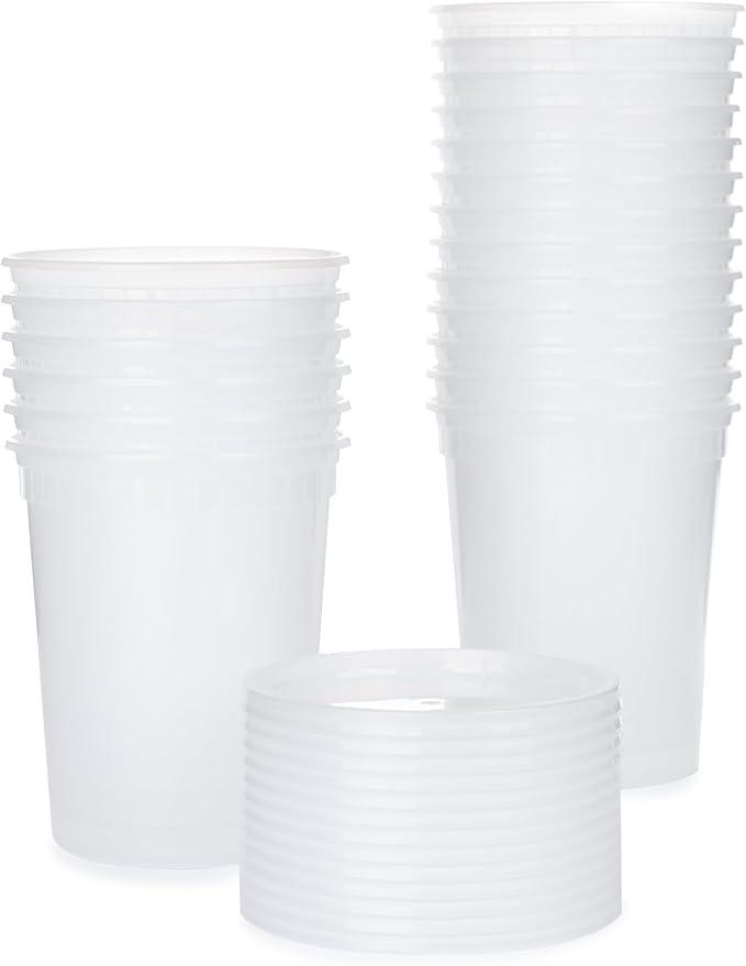 Smygoods 32oz Plastic Deli Containers with Lids - 45 Pack, BPA Free, Leakproof, Stackable, Microwave and Freezer Safe, Clear, Food Storage Containers for Meal Prep, Lunches, Snacks