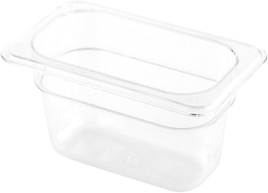 Met Lux 4 Inch Deep Food Pans, 1 1/9 Size Commercial Food Storage Container - Freezable, Avoids Breaking, Clear Plastic Cold Pans, Dishwashable, For Kitchens, Restaurants, Or Cafeterias
