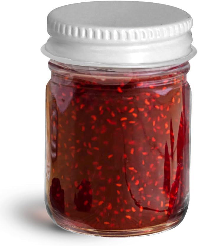 48 Count Small Glass Jars with Lids, 1 oz Clear Glass Jars w/ White Metal Plastisol Lined Caps, Canning Jars, Spice Jars, Food Containers, Empty Glass Jars for Preserves, Spices, Samples, Cosmetics