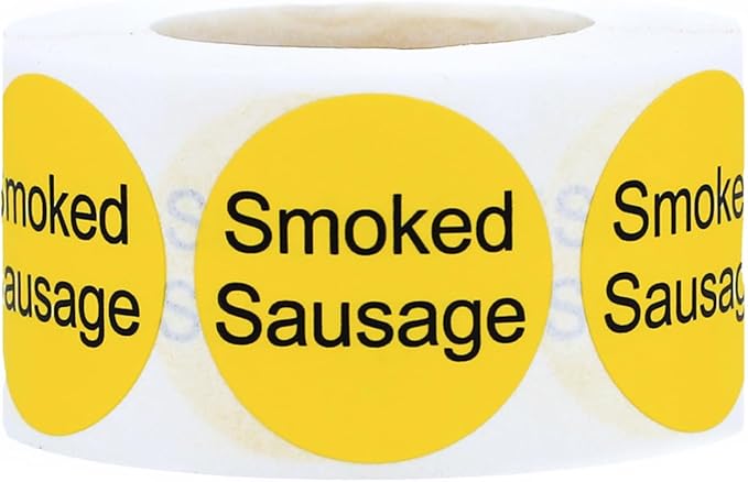 Smoked Sausage Deli Labels 1 Inch 500 Total Adhesive Labels