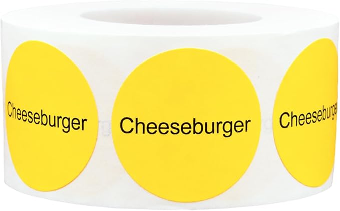 Cheeseburger Deli Labels 1 Inch 500 Total Adhesive Labels