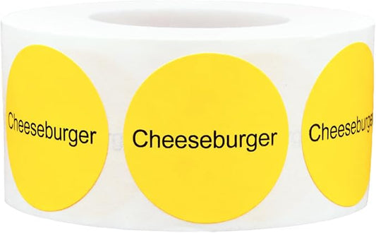 Cheeseburger Deli Labels 1 Inch 500 Total Adhesive Labels