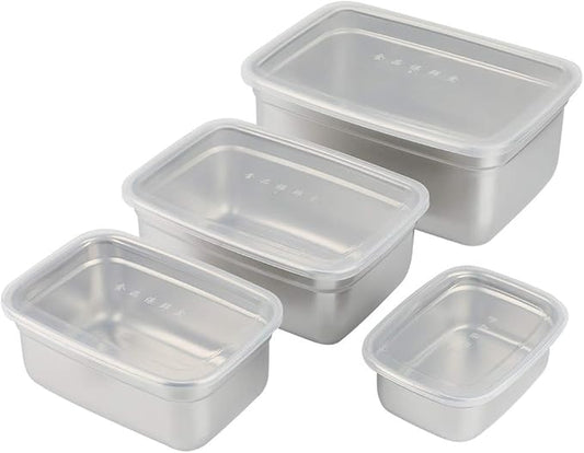 Fdit Food Container Sets,Stainless Steel Food Containers with Leakproof Lids Rectangle Food Storage Box 4Pcs