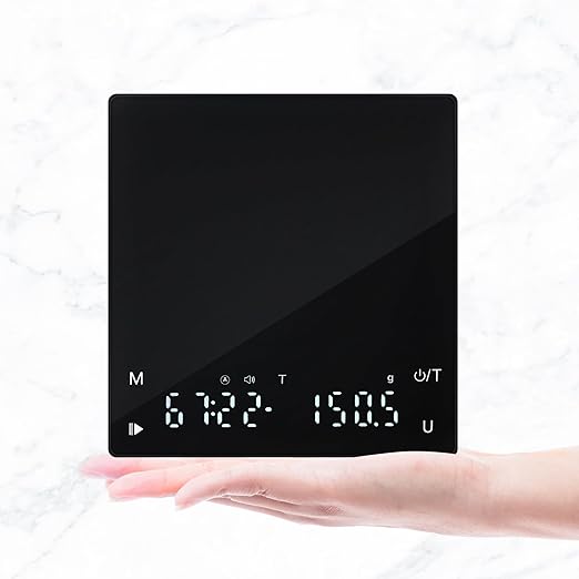 Coffee Scale with Timer, 2kg Capacity, 0.1g Precision, Timemore Scale Rechargeable, Mini Digital Espresso Scale with Tare Function, Black