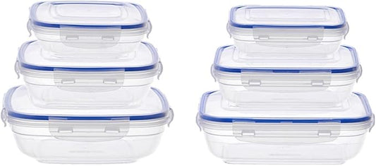 Superio Plastic Food Storage Container Set, BPA Free, Sealed Containers with Airtight Lids for Pnatry, Cupboard, and Fridge- Microwave and Dishwasher Safe (10) (6 Pack)