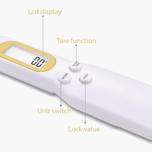Digital Kitchen Scale, 500g/0.1g, Multi-Function with Spoon Scale and LCD Display, White