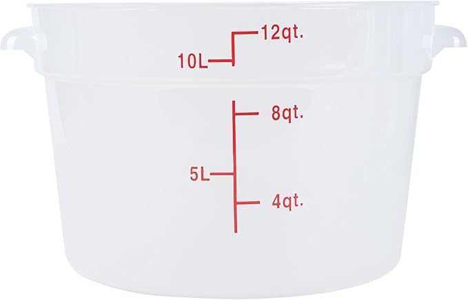 Restaurantware-Met Lux 12 Quart Food Storage Container, 1 Translucent Storage Container - Lids Sold Separately, Red Volume Markers, Dishwashable Container, Side Handles, For Storing Foods