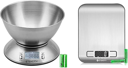 Etekcity Food Kitchen Scale with Bowl (2.06 QT) and Etekcity Food Scale, Digital Kitchen Scale, 304 Stainless Steel