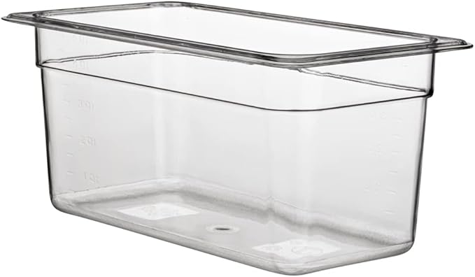 Restaurantware Met Lux 1/3 Size Food Storage Container 1 6 Inch Deep Proofing Box - Rectangle Graduated Measurements Clear Plastic Food Grade Storage Container Dishwashable Lids Sold Separately