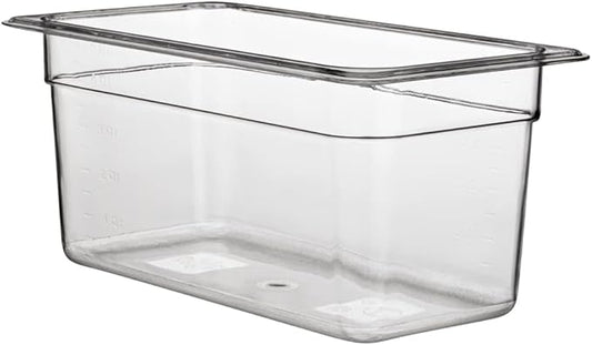 Restaurantware Met Lux 1/3 Size Food Storage Container 1 6 Inch Deep Proofing Box - Rectangle Graduated Measurements Clear Plastic Food Grade Storage Container Dishwashable Lids Sold Separately
