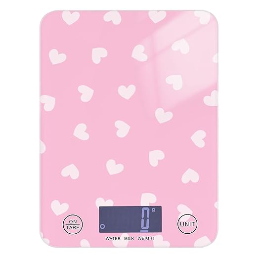 Food Scale Kitchen Scale for Baking Cooking Digital Food Weighing Measuring Scale Small Waterproof Electric Food Scale Love Heart Pink
