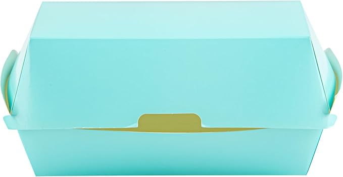 Restaurantware Bio Tek 6.7 x 3.5 x 3.5 Inch Clamshell Food Containers 100 Disposable Sandwich Containers - Hinged Lid Tab-Lock Closure Turquoise Paper Hot Dog Containers Durable Greaseproof